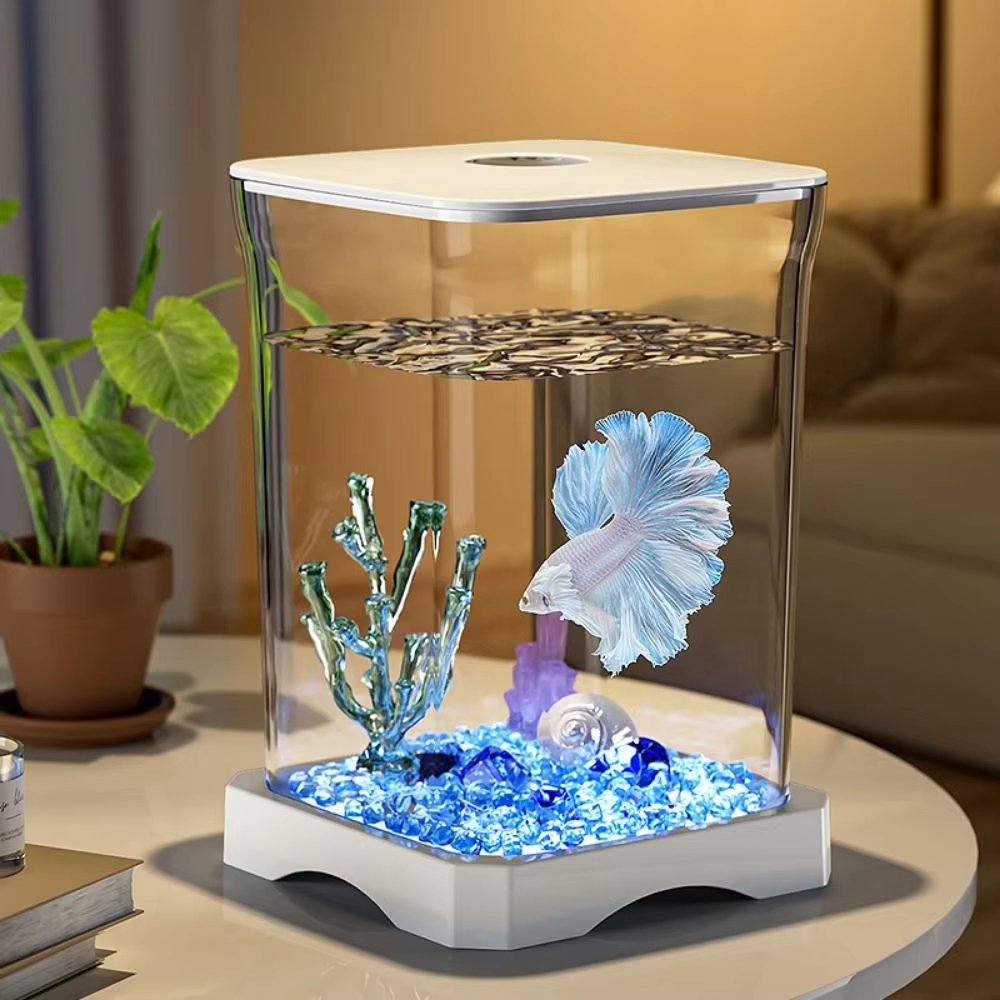 4K High-definition Desktop Aquarium Acryl Aquarium Afneembare Transparantie Kleine Tank Multifunctionele Amfibie Voerbox