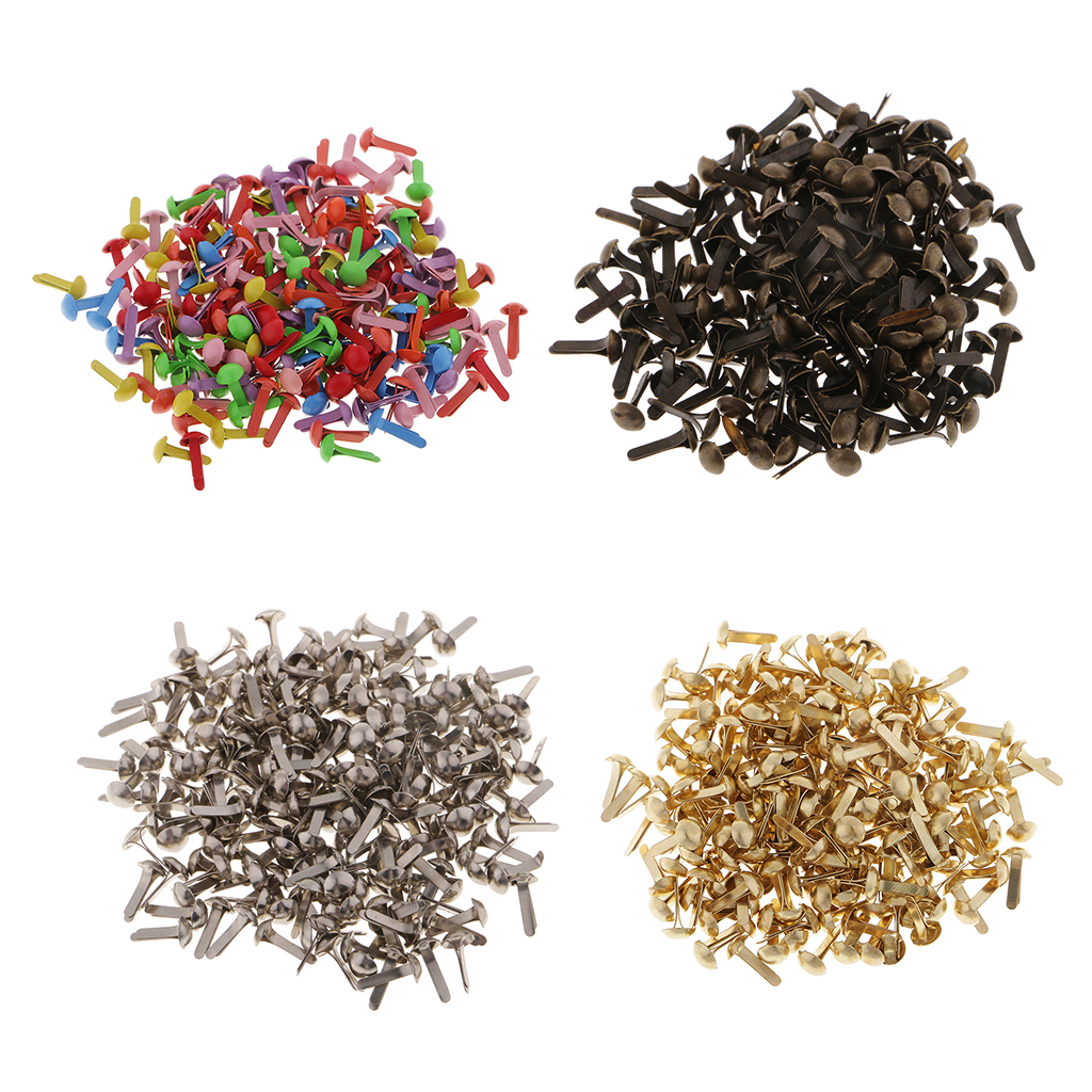 Attache décorative pour enfants | 200 pièces, tête ronde en papier métallique, Brad 4.5mm
