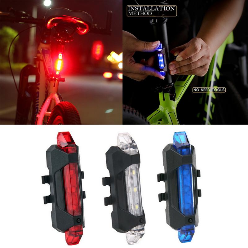 Bicycle Rear Light Mountain Bike Tail Light USB Charging LED Warning Lamps Cycling Waterproof Tail Lamp For Outdoor Night Riding