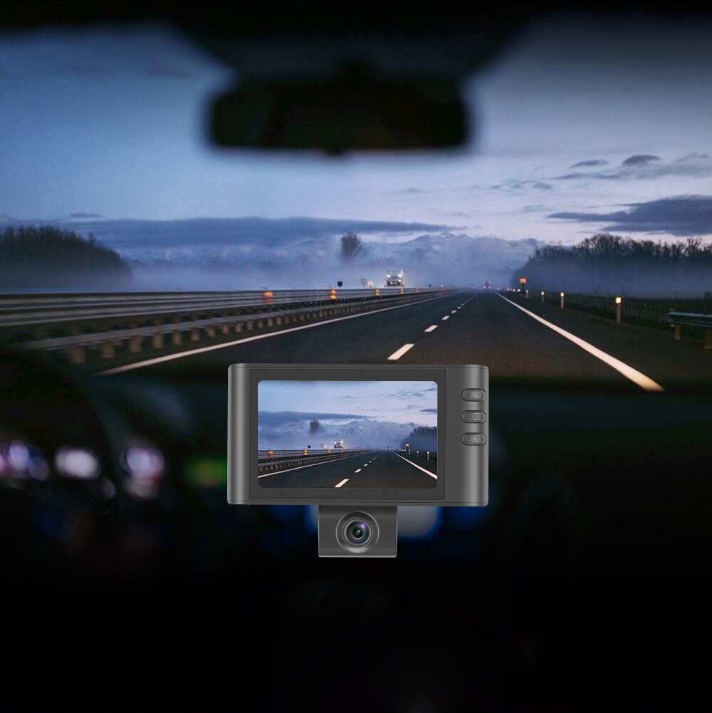 Visione notturna ad alta definizione a tre canali ELRRICH 2021, Video di retromarcia a tre canali tutto In un DVR Dash Cam per veicoli