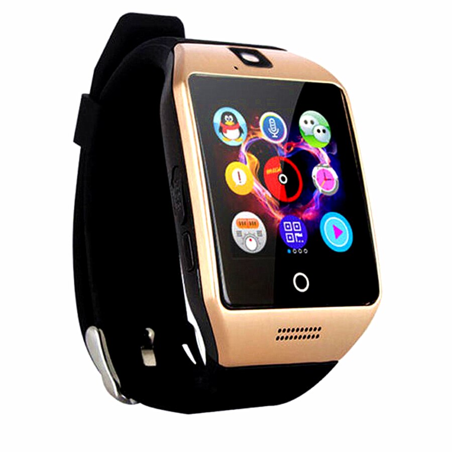 Neue Bluetooth Smart Uhr männer Q18 Mit Kamera Facebook Whatsapp Twitter Sync SMS Smartwatch Unterstützung SIM TF Karte Für IOS andr