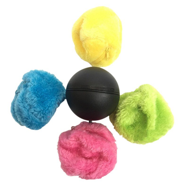 Gato-aspiradora automática con pelota mágica de juguete para mascotas, con 4 cubiertas de felpa de electricidad estática, juguete para quitar el polvo: Default Title