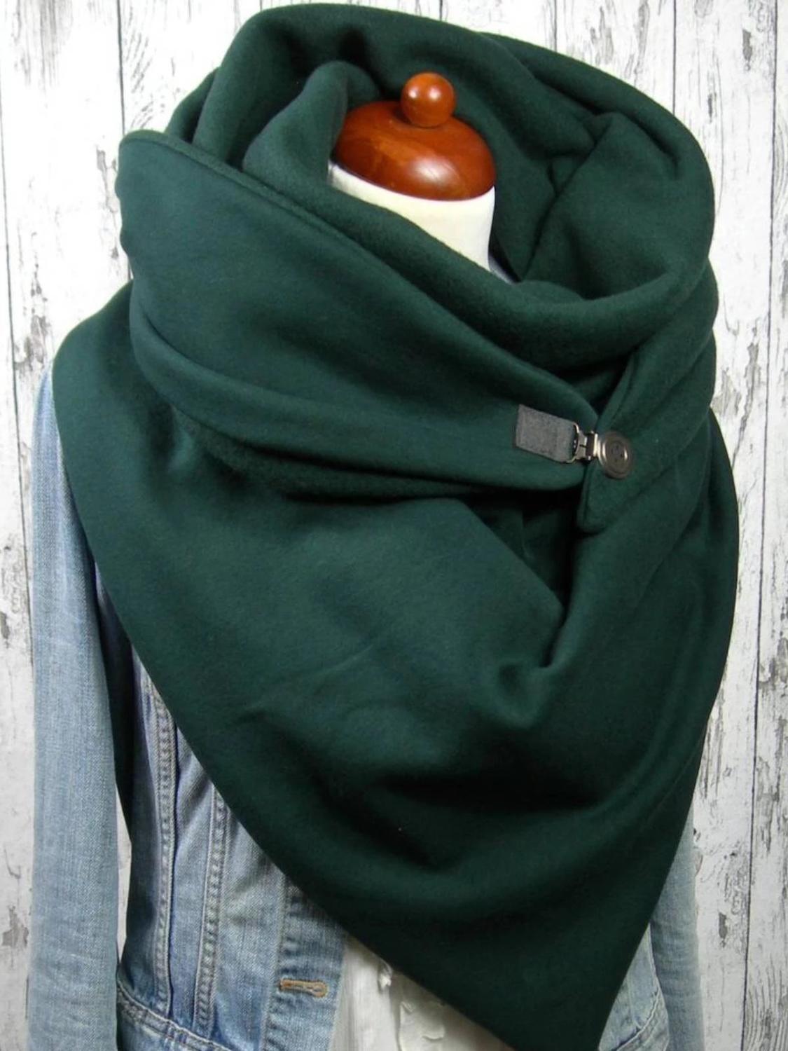 Vinter tørklæde kvinder kvinder solider grøn knap blød wrap afslappet varme tørklæder sjal multi-purpose sjal tørklæde