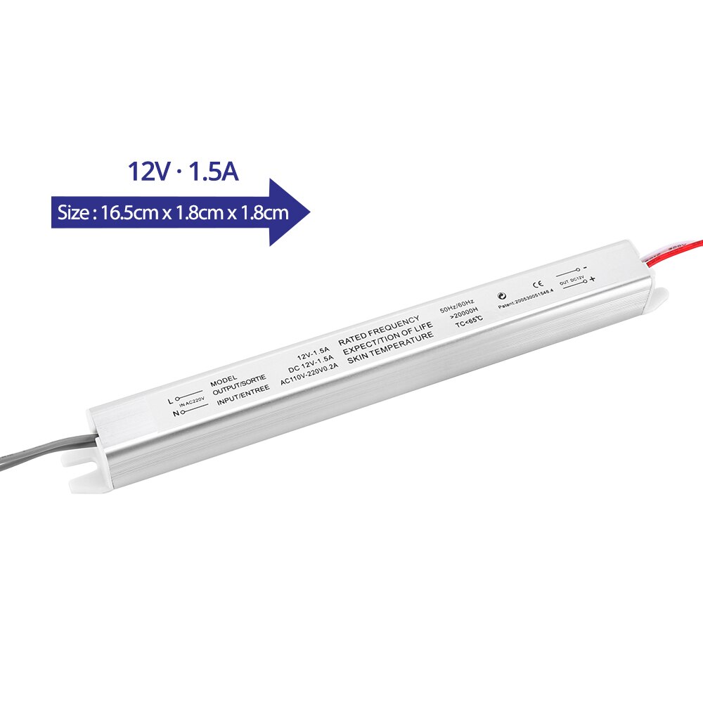 DC12V 1.5A 2A 3A 4A 5A LED Driver AC110V ~ 220V Ultra dunne LED Voeding Verlichting Transformator voor slanke Reclame Lichtbak: 12V  1.5A