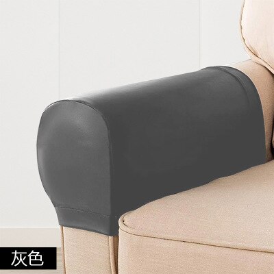 Sofa lænestol armovertræk, stretch pu læder armhætter vandtæt sofa slipcovers beskyttere hjem stue dekoration: Lysegrå