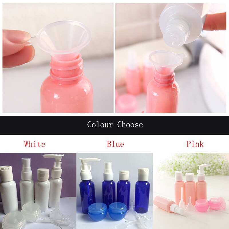 Påfyllningsbara reseflaskor set paket kosmetika flaskor plast pressande sprayflaska sminkverktyg kit för resor