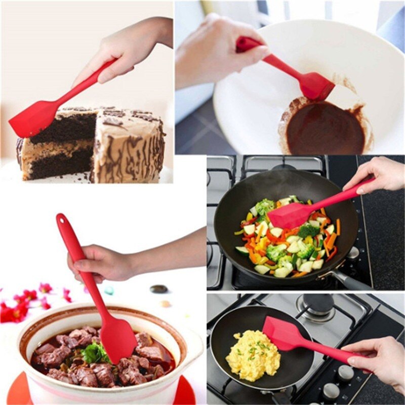  Heat Resistant Integrate Handle Silicone Spoon Scraper Kitchen Utensil Turners Spatula Pan Spatula Cake Kitchen Cooking Tool