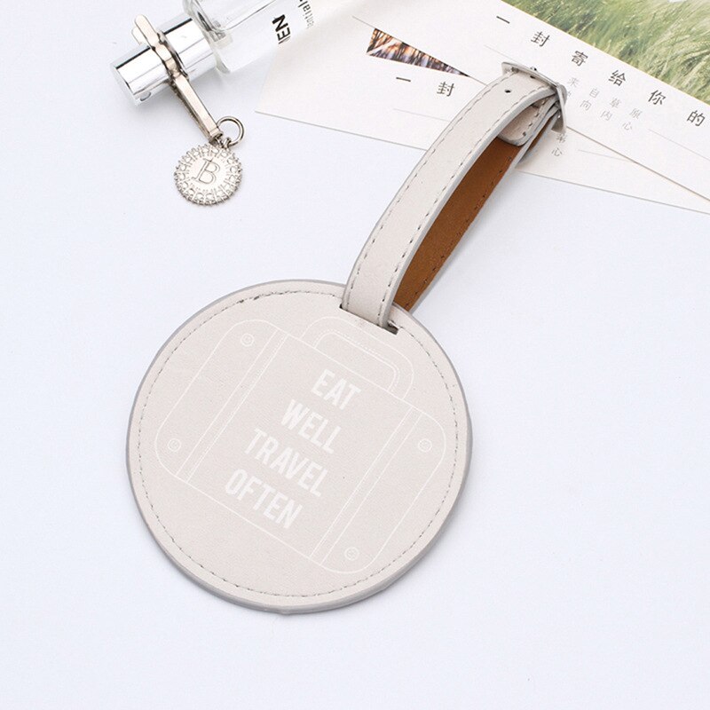 Mode PU Leer Ronde Koffer Bagagelabel Label Zak Hanger Handtas Reizen Accessoires Naam ID Adres Tags: 08