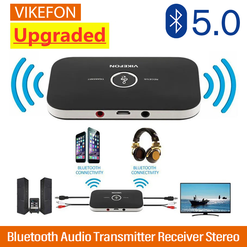 VIKEFON Bluetooth 5.0 Audio Transmitter Receiver RCA 3.5mm AUX Jack USB Dongle Music Wireless Adapter For Car PC TV Headphones