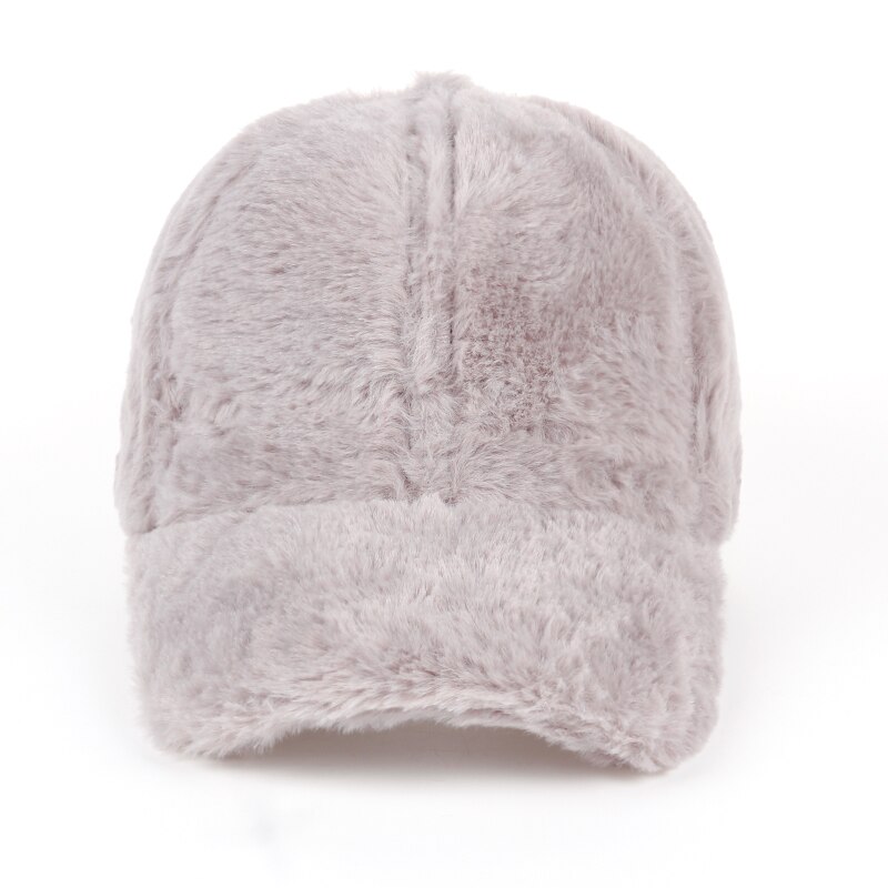 Winter pompom pink suede baseball cap Women autumn casual streetwear gray pink hat cap female hat cap