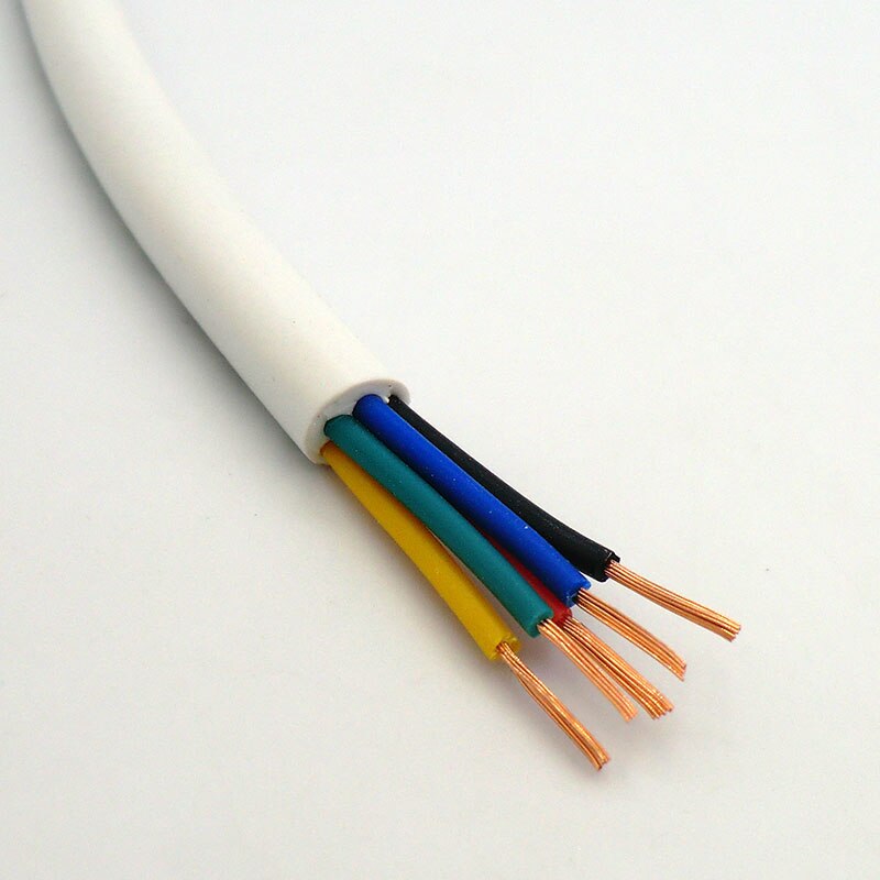 Hvid ledning blød kappe kabel 2,3,4,5,6 kerne 0.12,0.2, 0.3 mm² 27,24,22,20 awg signal linje ekstrudering producere iltfrit kobber 10m: 5 kerner / 0.2 mm 2(24 awg)