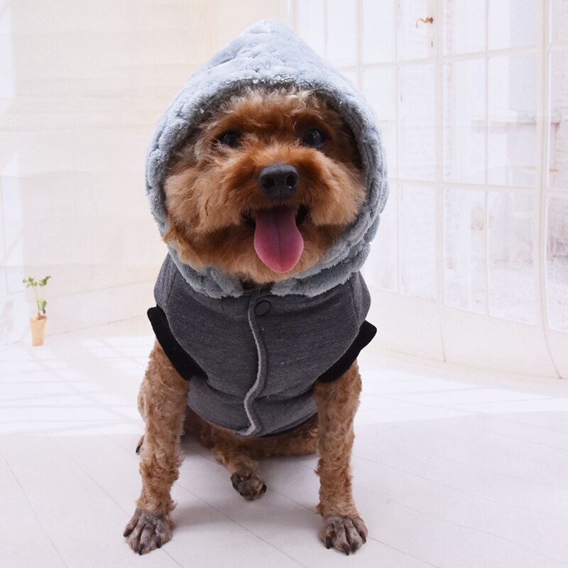 Hond Katoen gevoerde Hooded Effen Kleur Vest Verdikking Jas Puppy Jassen Herfst Winter Jas Jumpsuit Voor Kleine Medium hond
