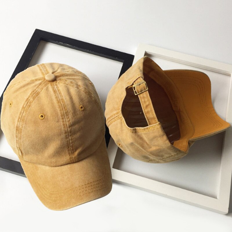 Peaked Cap Washed Adjustable Solid Color Baseball Cap Unisex Couple Cap Leisure Hat
