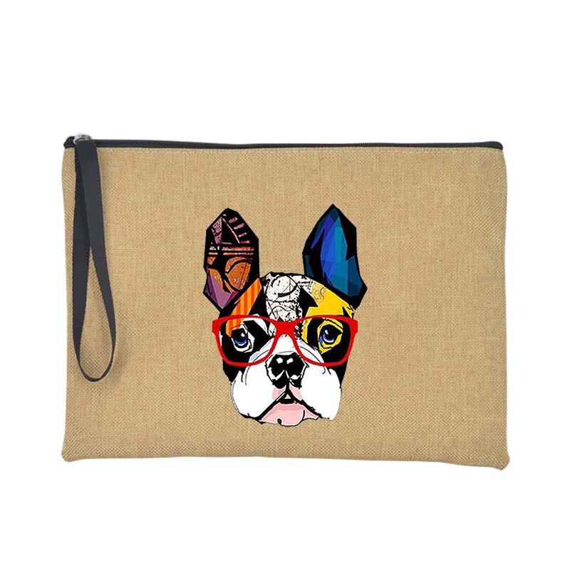 French Bulldog Purse Women Shopping Large Wallet Female Clutch Summer Beach Tote Handbag Travel Toiletries Card Keys Storage Bag: Q01027-A012BR-S