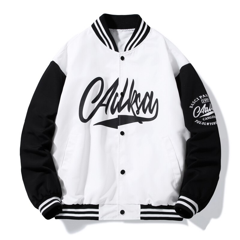 Mannen Bomber Jacket Gedrukte Letters Baseball Jassen Lente Knoppen Windjack Losse Jas Mannelijke Uitloper Paar Kleding