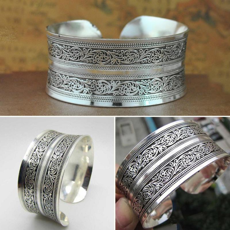 Europäischen konkav Metall Tibetischen Silber Jahrgang retro Armreif Totem Manschette Armbinde Valentinstag für sie Manschette Schmuck