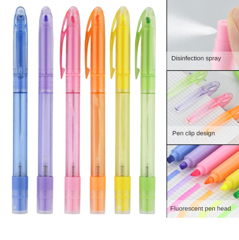 1pcs Multifunctional 6-color Spray Highlighter Can Be Used for Marking and Highlighting Students Stationery