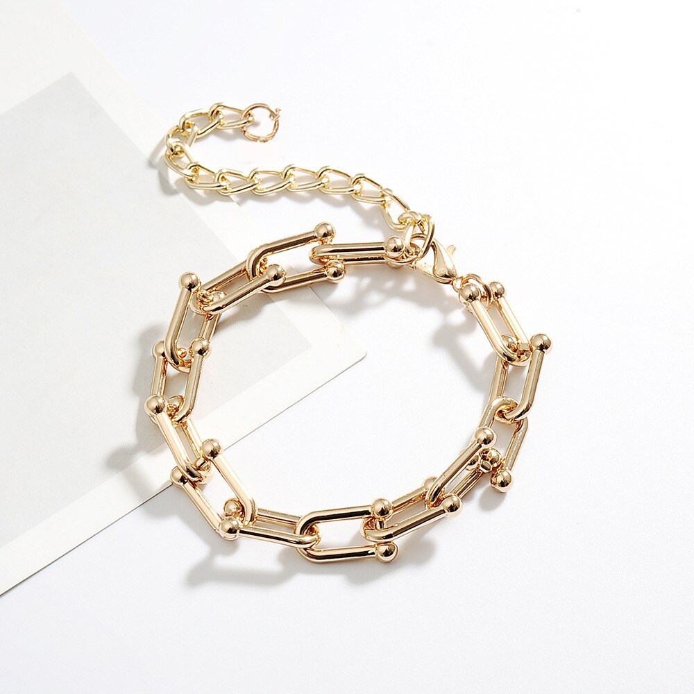 Papier Clip Ketting Gold Choker Kettingen Voor Vrouwen Gold Enkelband Chain Ketting Choker Chunky Armband: Bracelets