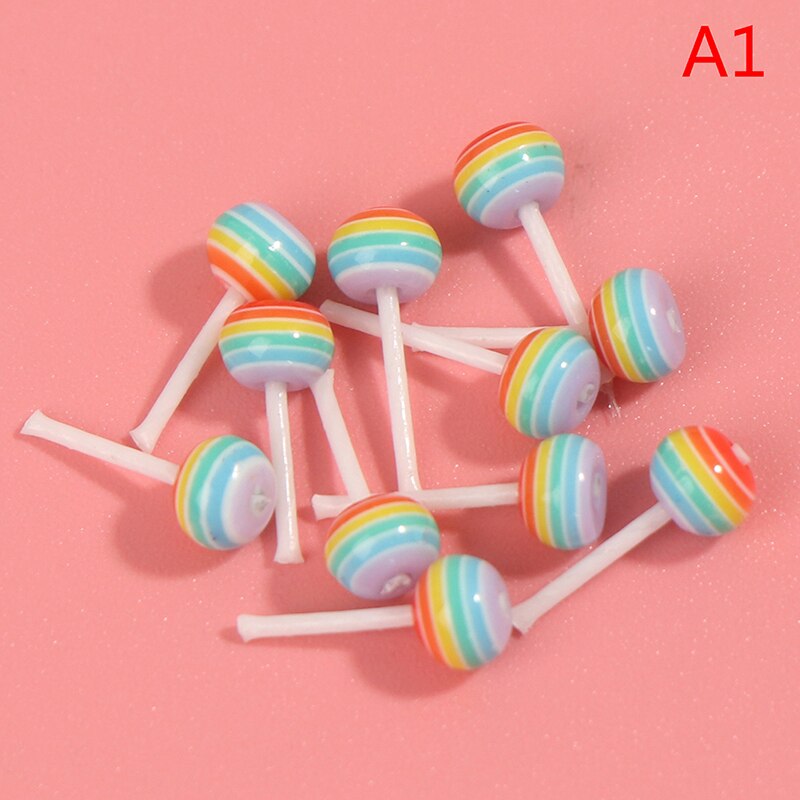 1/12 Dollhouse Miniature Food Dessert Sugar Lollipops With Case Holder Candy Simulaiton Kitchen Toys: A1 10pcs