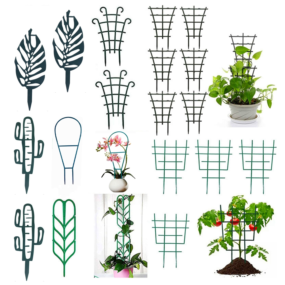 7 Shapes Plant Support Stand Plastic Cactus Racket Climbing Frame Balcony Flower Potted Fixed Rod Tomato Strawberry Supporter