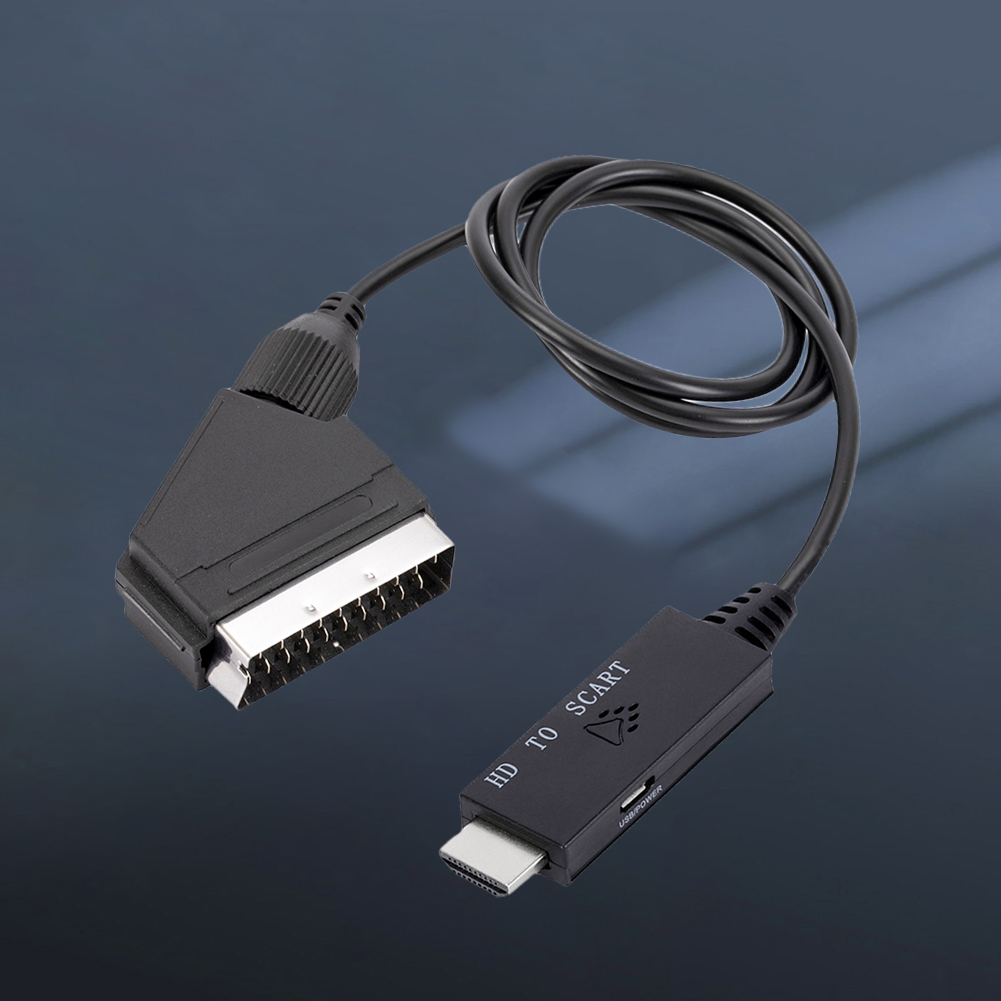 Adapterkabel lavt strømforbrug med usb-strømkabel hdmi-kompatibel til scart lyd- og videoadapter plug and play