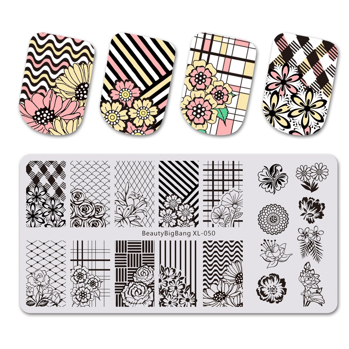 Nail art stämplingsplattor vattenmarmor manikyr stämpling för naglar diy nagel mall form nail art verktyg: 50