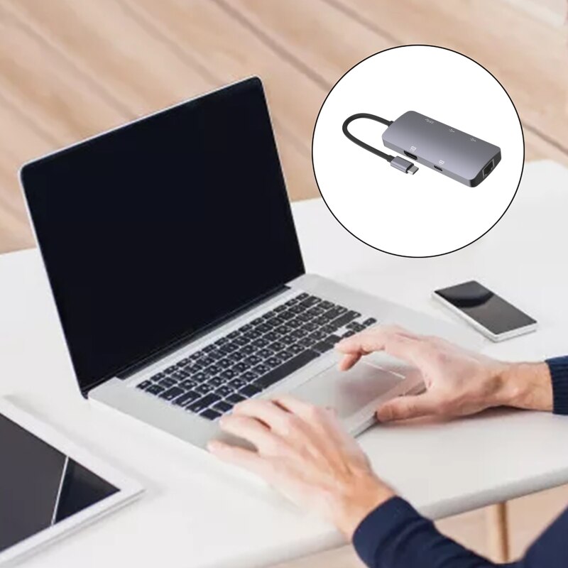 USB 3.0 Type C Docking Station 6 in1 Hub 4k HDMI-Compatible PD Ethernet Dock HDD N0PB