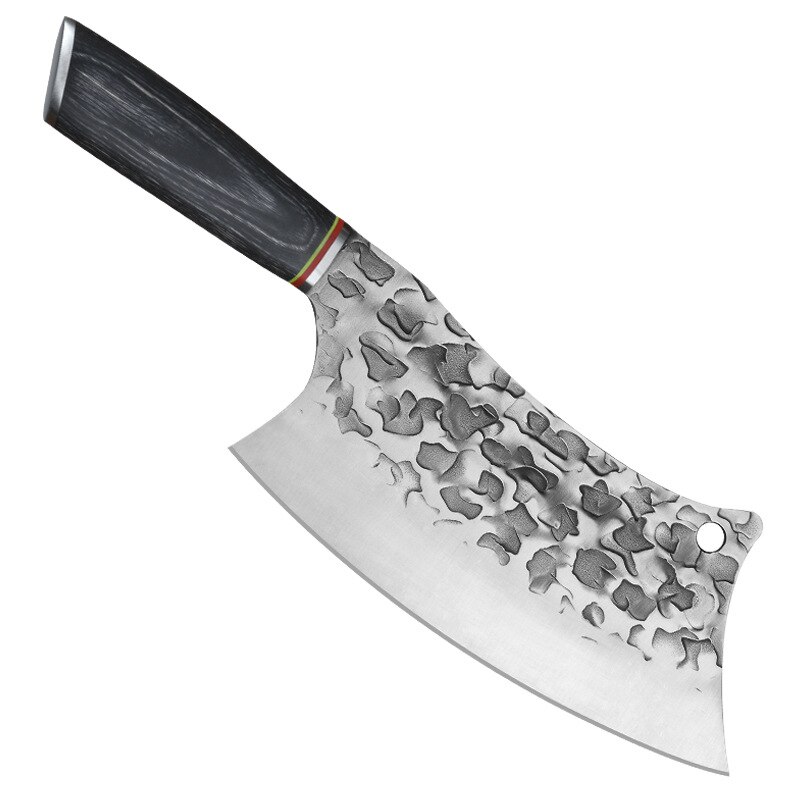 Couteau de Chef forgé Super tranchant, couteau de boucher, couteau de cuisine chinois en acier inoxydable, outils de cuisine avec manche en bois: Bleu marine