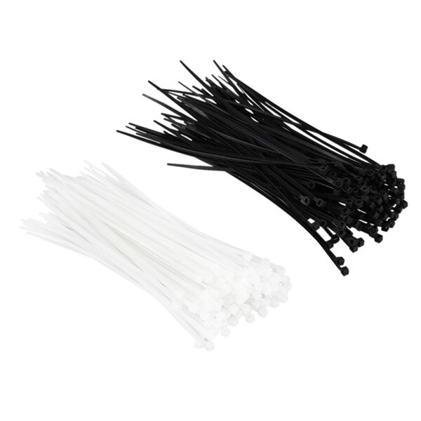 6 Inch Nylon Cable Ties in Black and White, 200 Pieces