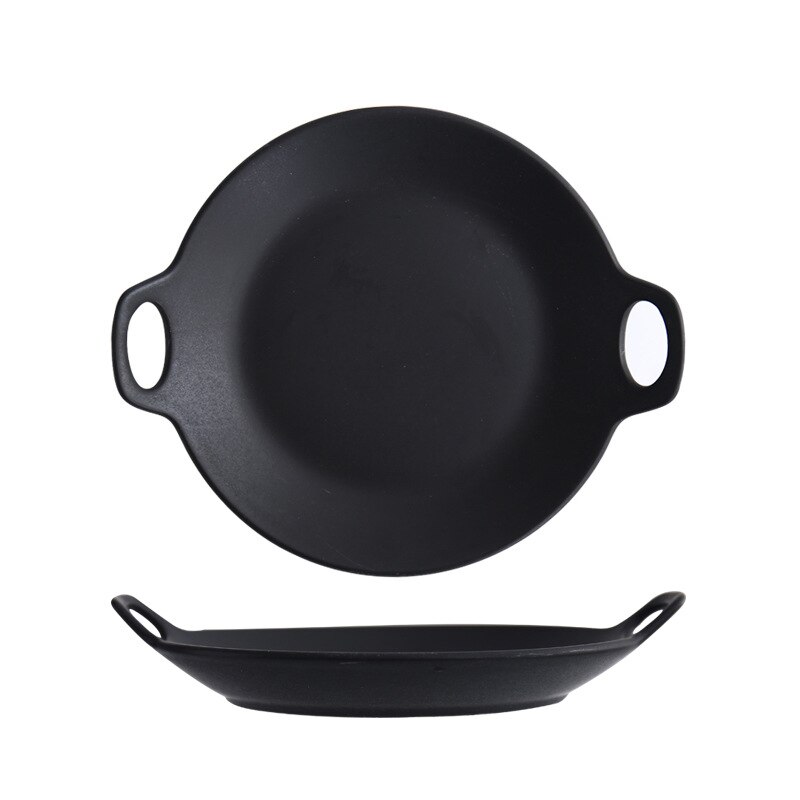 Nordisk retro keramisk tallerken med håndtak rund frokost middag tallerken årgang lagring brød dessert fruktbrett hjem dekorasjon