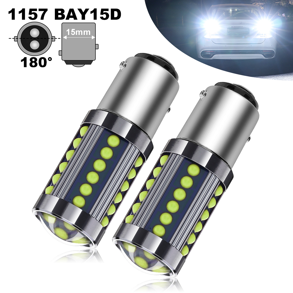 BAY15D-enquêter arrière LED rouge pour voiture, ampoule de stationnement, signal de freinage, 36 COB, 2x1157,: WHITE