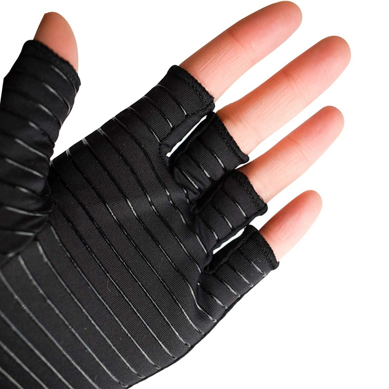 Compression Gloves,Copper Fiber Fingerless Gloves With Extra Grip - Warming Gloves For Hand, Finger,Bike Gloves