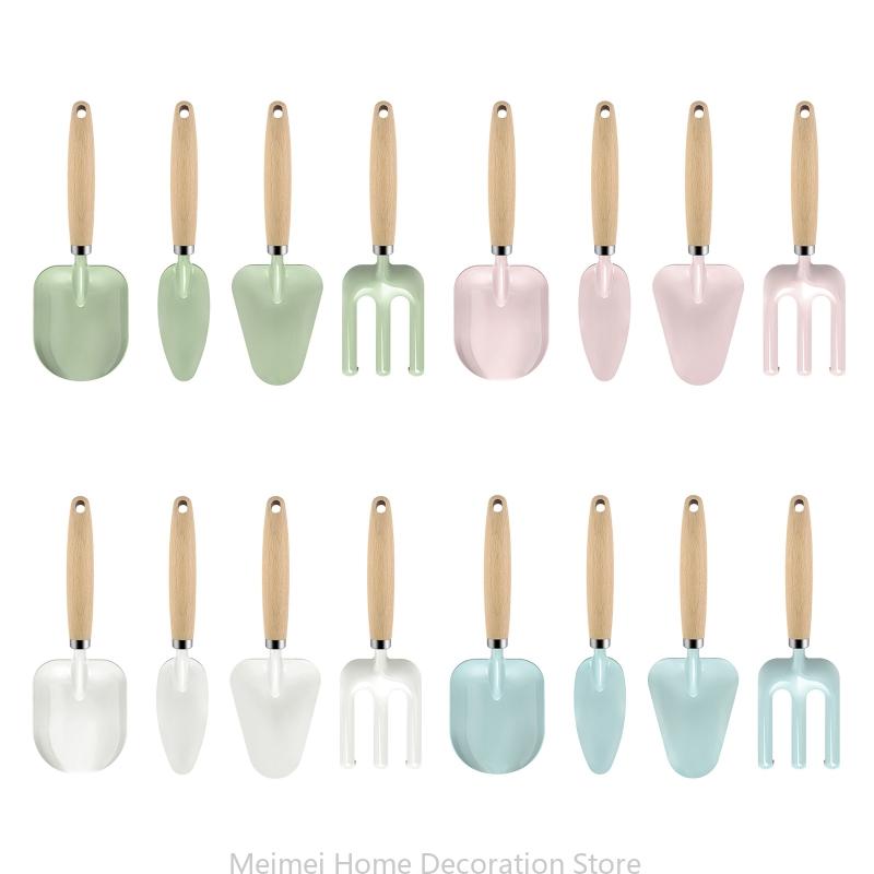 H7bf-delt havesæt til børn, 4 dele metalhaveredskaber til børn med træskaft