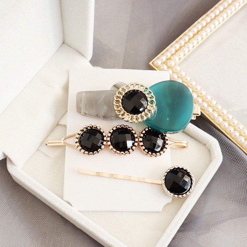 3PCS Korea Vintage Zoete Parel Haarspeldjes Parels Haarspelden Geometrische Bloem Barrett Vrouwen Haaraccessoires Hairgrip