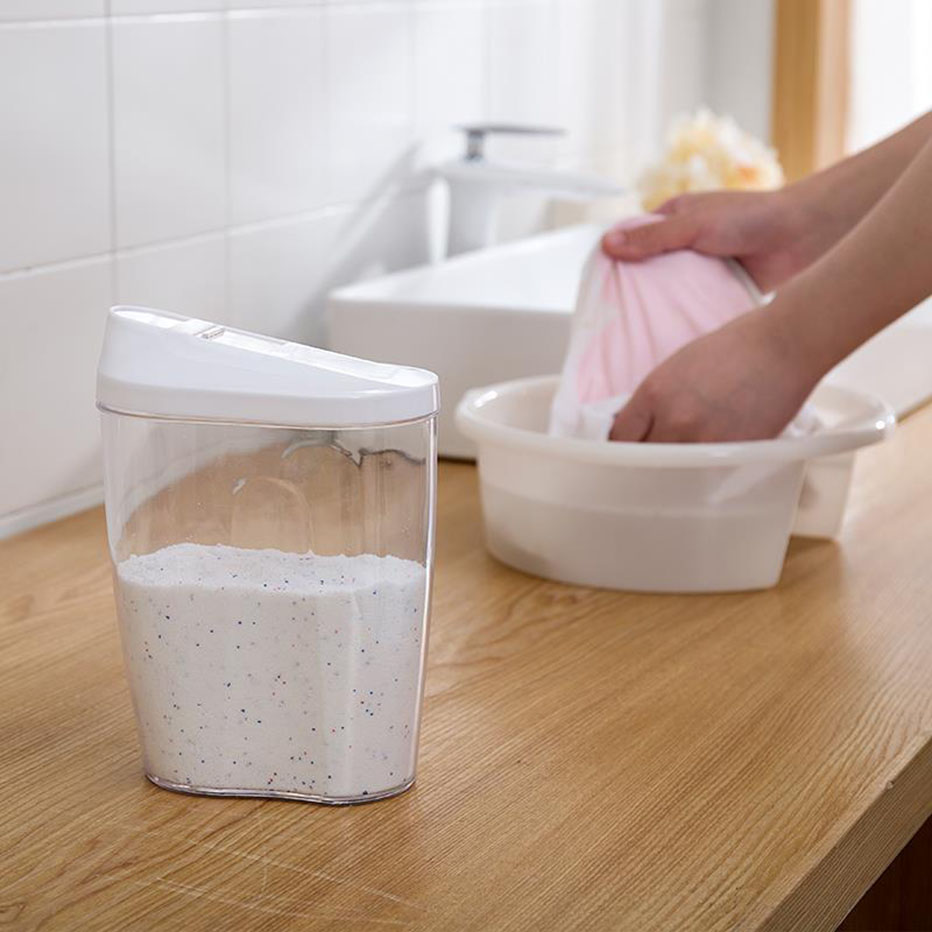 Pour Spout Laundry Powder Detergent Dispenser Plastic Clear Dry Food Storage Container Grain Rice Cereal Sugar Case