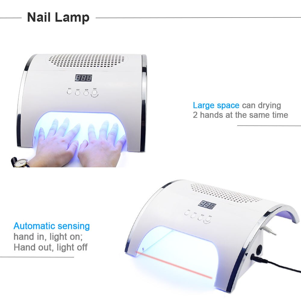 2-IN-1 80W Nail Lamp & Nail Dust Vacuum Cleaner Manicure with Two Powerful Fan 36 LEDs Nail Dryer Vacuum Cleaner Manicure Tools