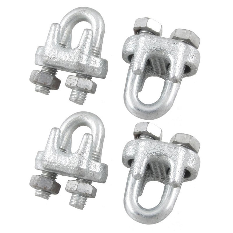 Metal Wire Rope Clip U Bolt Cable Clamps, 1/5-Inch, 4-Piece