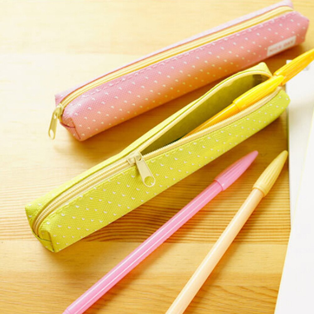 Etui Kawaii Dot Canvas Pen Bag Briefpapier Pouch Kantoor Schoolbenodigdheden