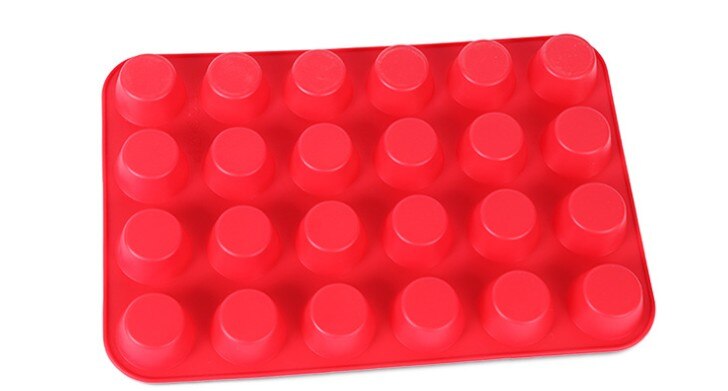 24 Rooster Cup Silicone Muffin Pan & Cupcake Bakken Pan Non-stick Siliconen Cake Ronde Mini Muffin Pan Vorm cake Decorating Mold: Rood