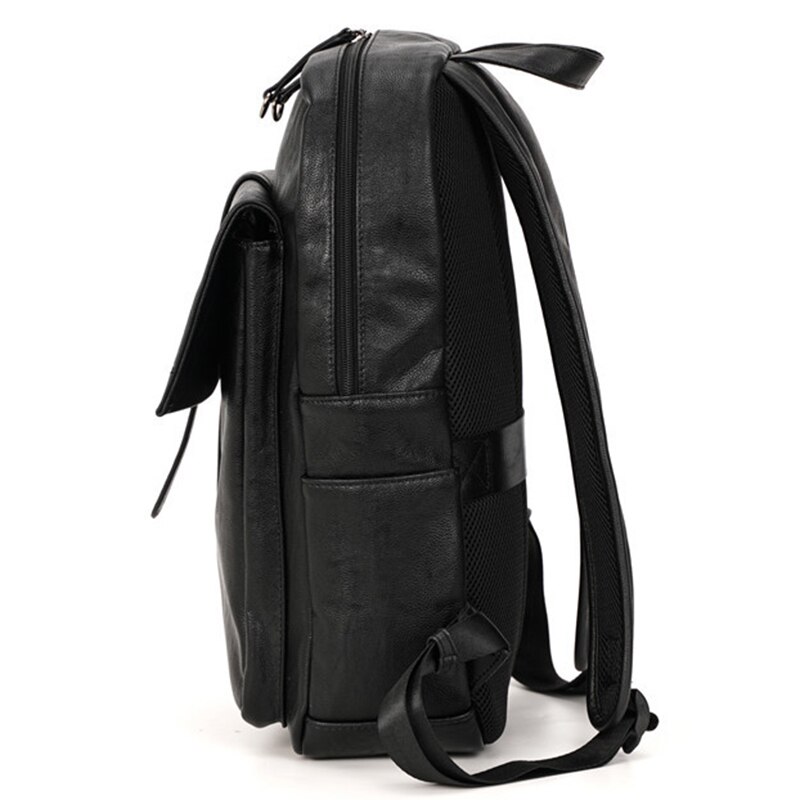 Vicuna polo unisex leren rugzak voor heren, eenvoudige, effen zwarte, zachte leren reis-laptoprugzak, mochila hombre