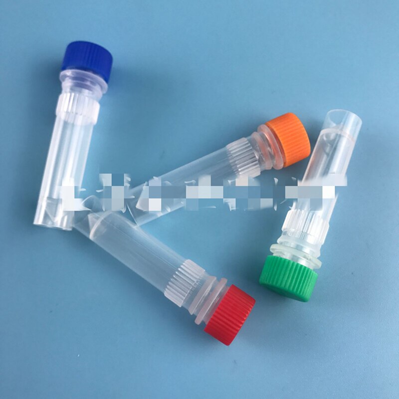 500PCS/LOT Laboratory frozen tube Graduated Cryo Vial with silicone pad 1.5ml flat bottom can be standed blue clear 10mm x 46mm