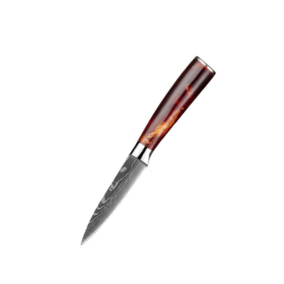 Kitchen Knives Set Chef Knives High Carbon Damask Stainless Steel Forged Meat Cleaver Knife Cooking Set: 3.5inch Paring Knife