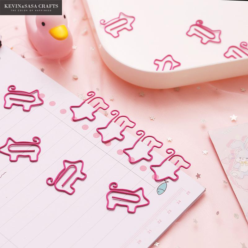 10 Stks/set Pig Clips Set Kantoorbenodigdheden School Briefpapier Voor Studenten Kantoor Accessoires Roze Bookmark Clips