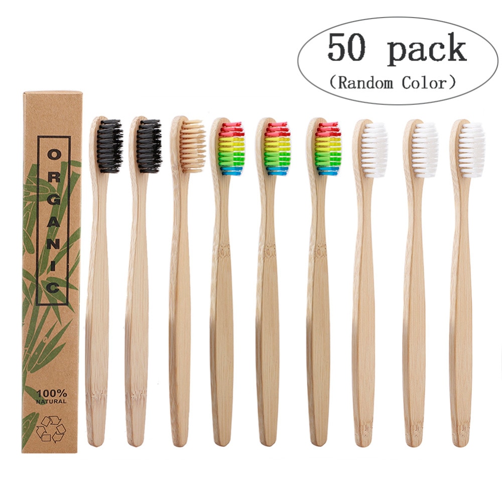 50pcs Natural Bamboo Toothbrush Wood Toothbrushes Soft Bristles Capitellum Fiber Teeth brush Eco-Friendly Oral Tooth Care