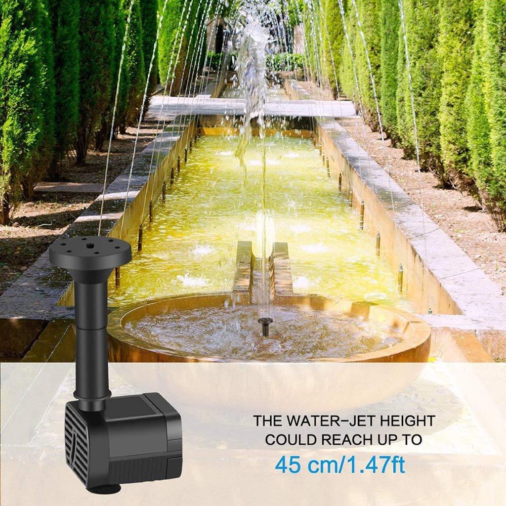 Pompe à Eau Solaire Avec 4 Buses - Fontaine Jardin - 200L/h - Panneau Solaire 9V 1.8W