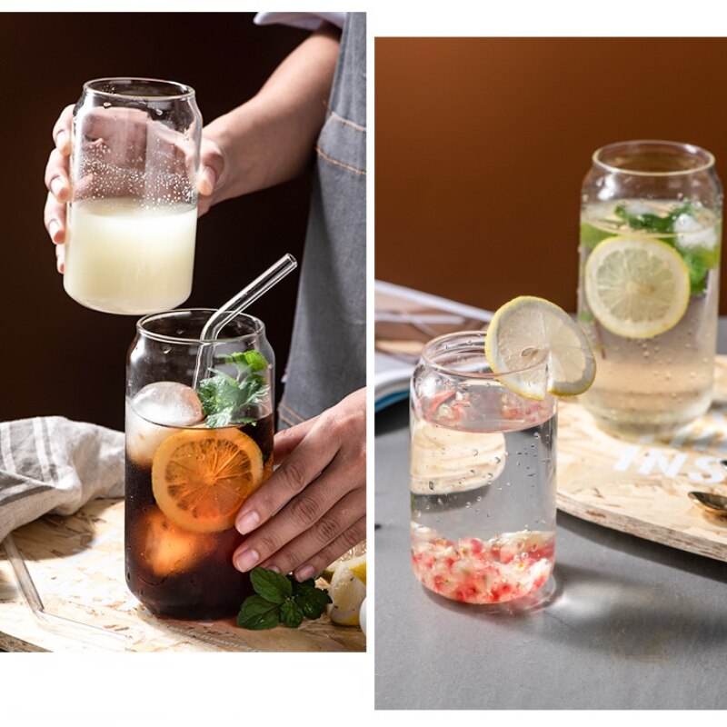 Nordic Glass Cup Cold Drink Coke Cup Coke Can Milk Juice Cup Transparent Drinking Minimalist Glass Cup Mugs Coffee Cups