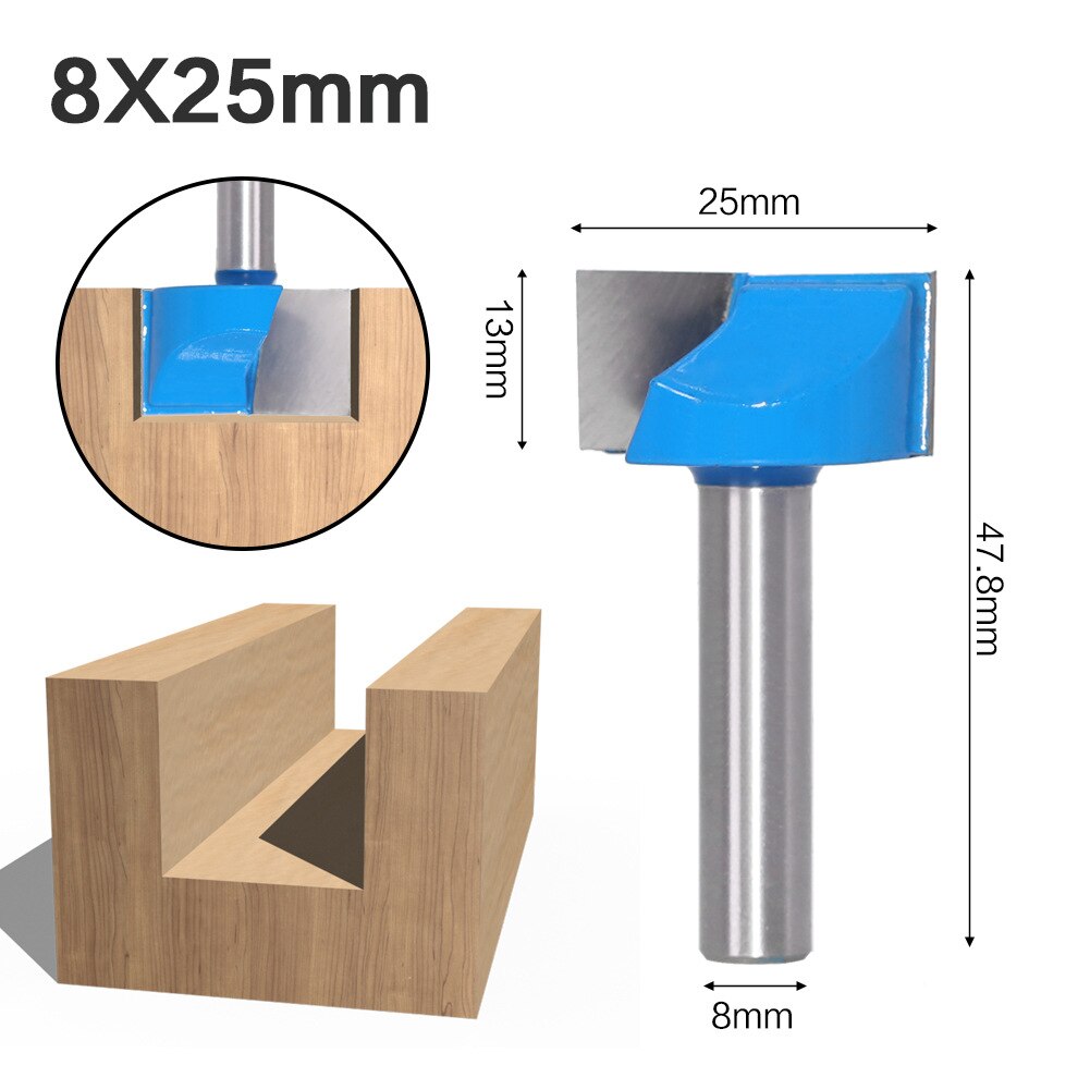 8mm Shank Surface Planing Bottom Cleaning Wood Milling CNC Cutter Engraving Knife Router Bit Woodworking Tools 10-32mm for wood: 8X25mm