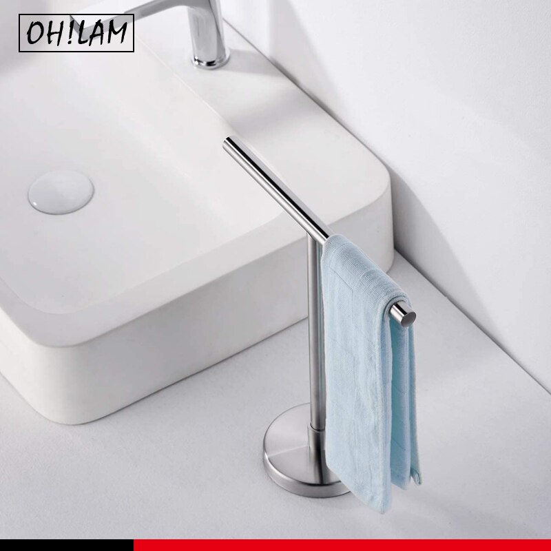 Movable Free-Standing Hand Towel Holder Standing Tree Rack 304 Black Bath Towel Stand Bathroom Towel Hanger Vanities Countertop