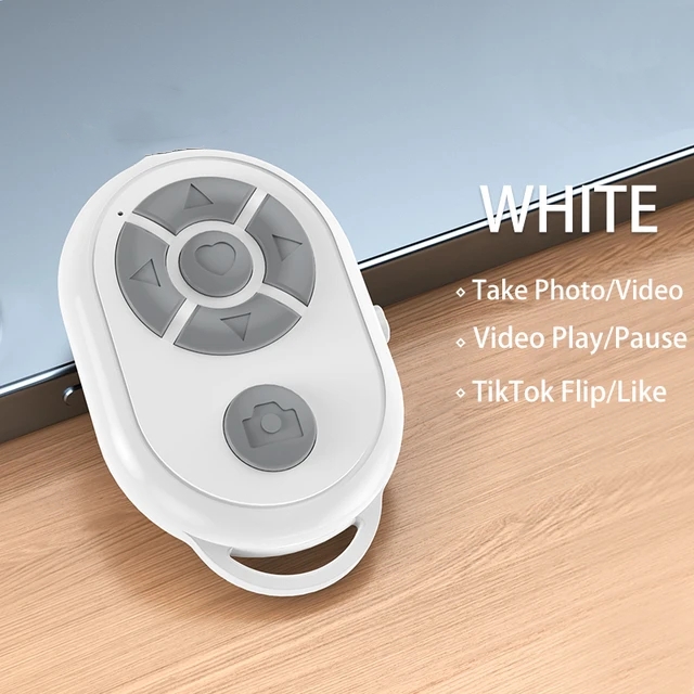 Bluetooth Remote for iPhone Xiaomi IOS Android Phone Universal Mini Remote Control Selfie Stick Bluetooth Camera Controller: WHITE