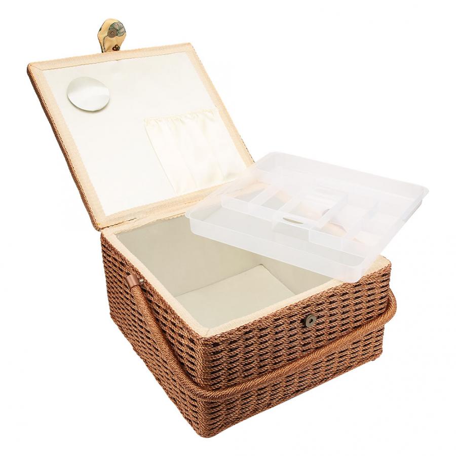 Boîte de couture européenne Super-Large | Mallette de rangement, outil de tricot fait à la main pour ménage, broderie, fournitures de broderie